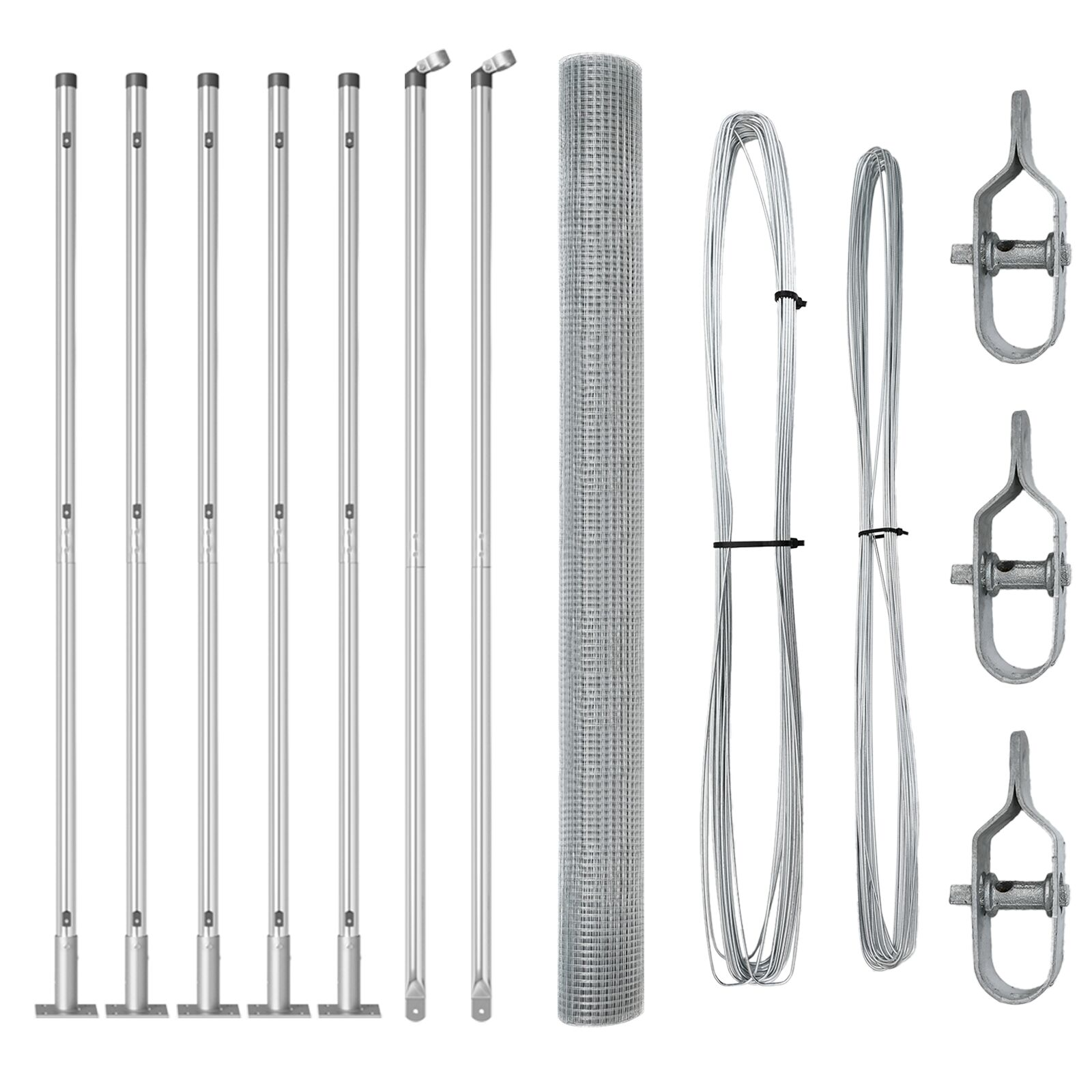 hegesztett drótháló kerítés 7 flancos oszloppal 1.4x10 m galvanizált acélból (3352292)