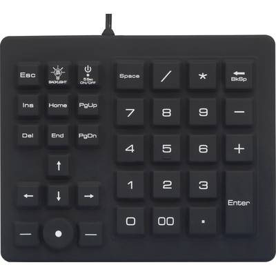 USB-s numerikus billentyűzet, fröccsenő víz ellen védett, porvédett, fekete, Renkforce (RF-4791687)
