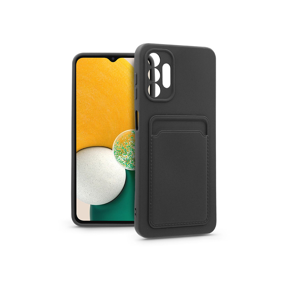 Samsung A136U Galaxy A13 5G/Galaxy A04s szilikon hátlap kártyatartóval - Card Case - fekete (PT-6746)
