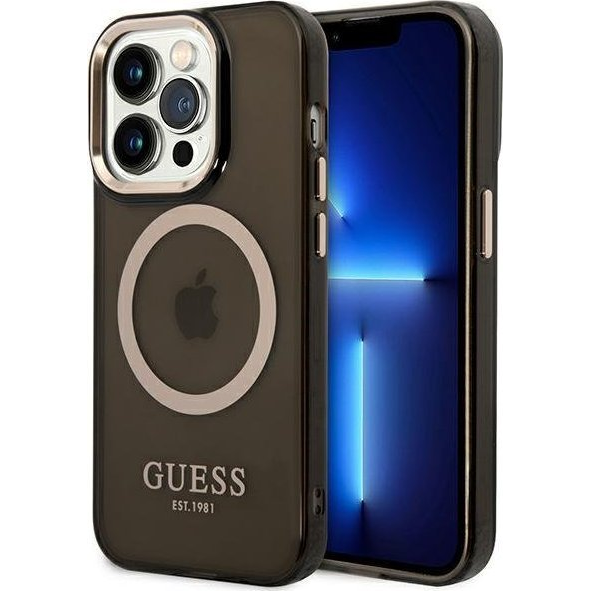 Guess Translucent MagSafe Apple iPhone 14 Pro hátlap tok, fekete (GUHMP14LHTCMK)