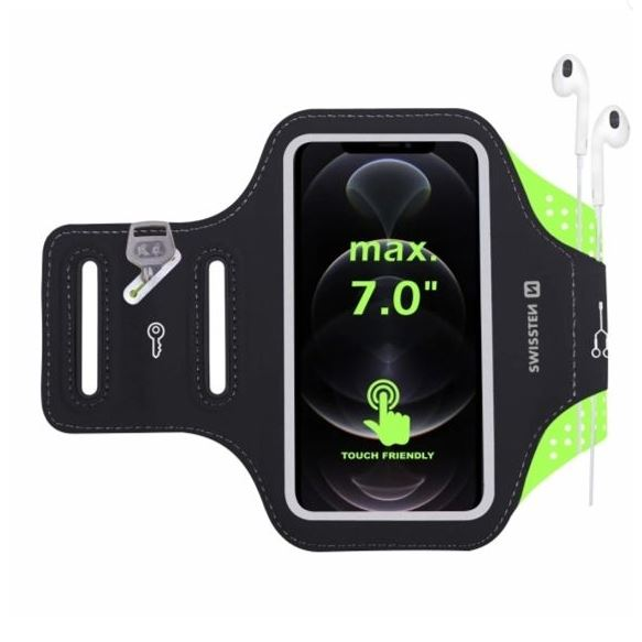 Спортна стойка за телефон Swissten, черна, размер 7.0".