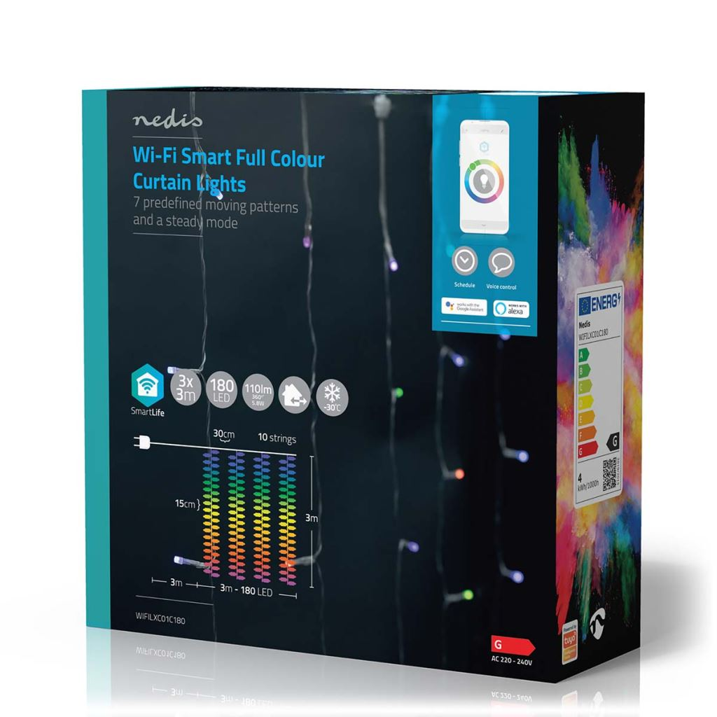 Nedis SmartLife WiFi LED fényfüggöny 3m (WIFILXC01C180) (WIFILXC01C180)