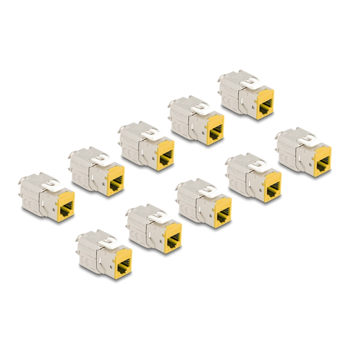 Delock Keystone Modul RJ45 anya - LSA Cat.6A eszközmentes sárga 10 db-os szett (88111) (88111)