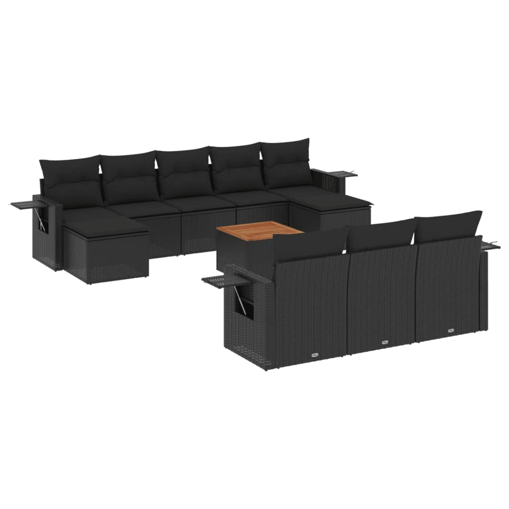 11 részes fekete polyrattan kerti ülőgarnitúra párnákkal (3224781)