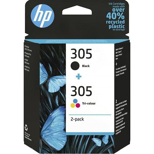 HP 305 2-Pack Tri-color/Black Original Ink Cartridge cartuccia d'inchiostro 2 pz Resa standard Nero, Ciano, Magenta, Giallo