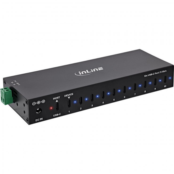 InLine 35396F hub di interfaccia 2 x USB 3.2 Gen 1 (3.1 Gen 1) Type-B 5000 Mbit/s Nero