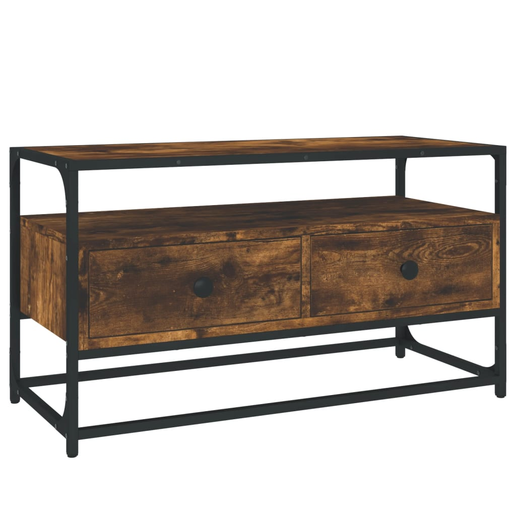 füstös tölgyszínű szerelt fa TV-szekrény 80x35x45 cm (826312)