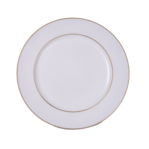 IRIS műanyag tálca, arany dísz széllel, fehér 33 cm (676569)