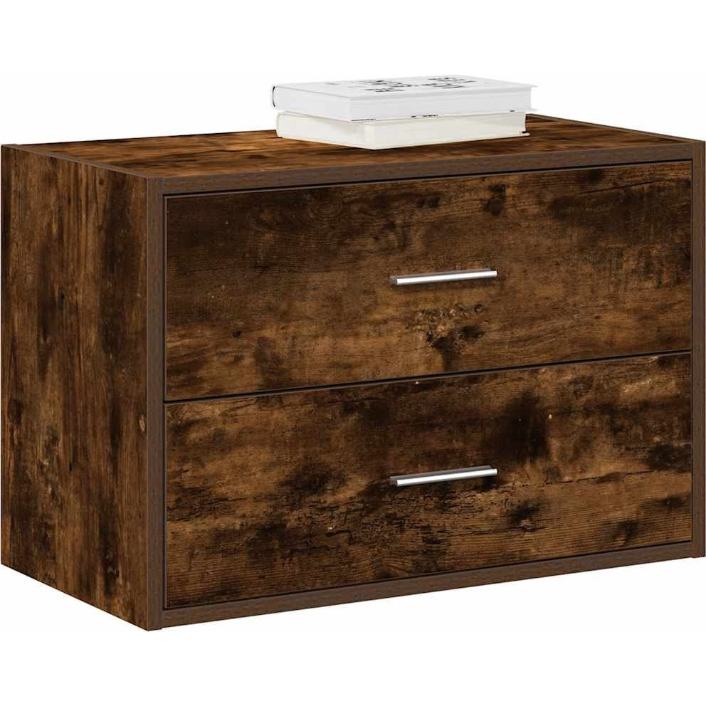 szekrény 2 fiókkal füstölt tölgy 60x31x40 cm gépi forgácsolt fa (858829)