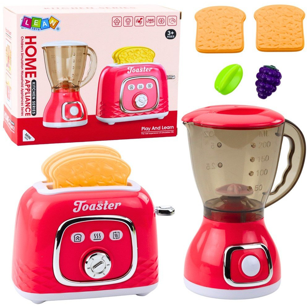 Konyhai Készülék Készlet Kenyérpirító Blender Fények Hangok Rózsaszín