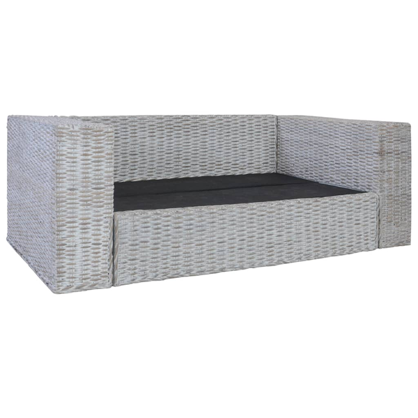 szürke kétszemélyes természetes rattan kanapé párnákkal