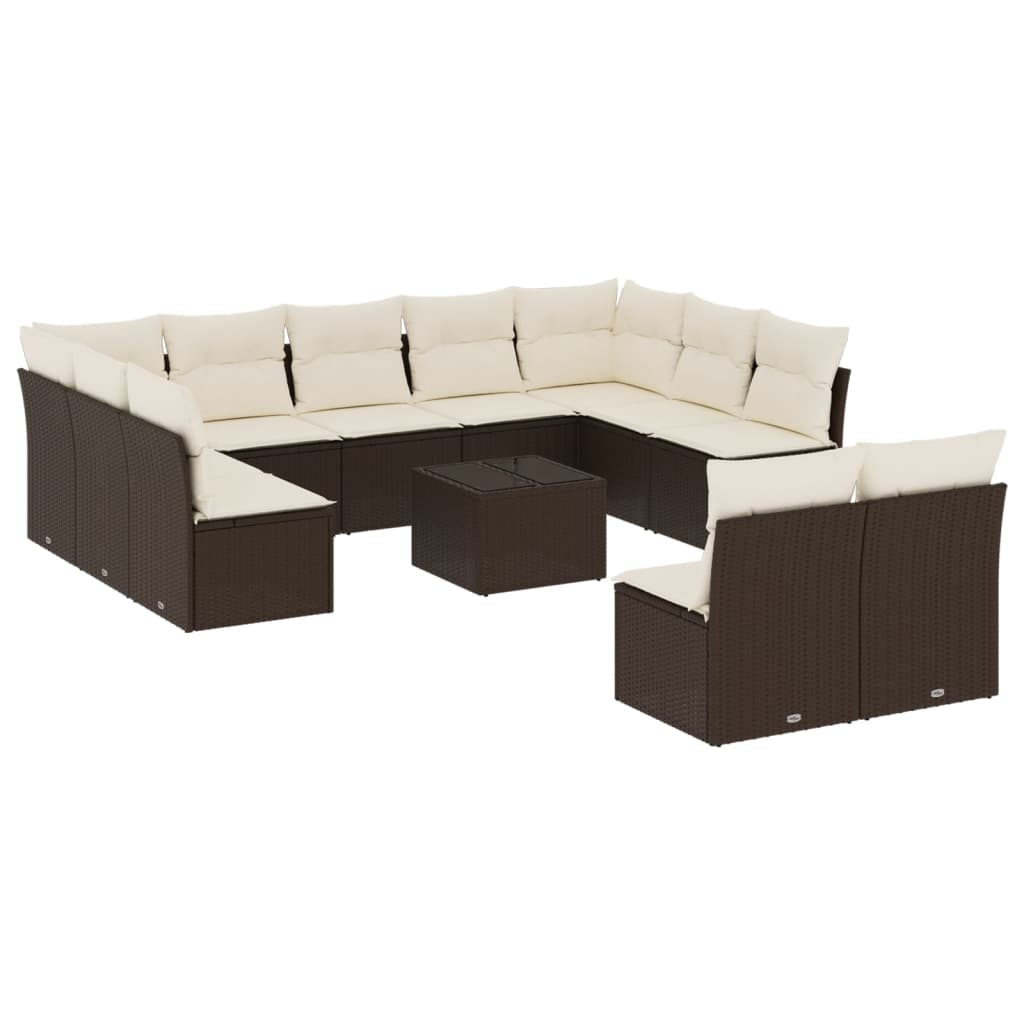 12 részes barna polyrattan kerti ülőgarnitúra párnákkal (3218363)