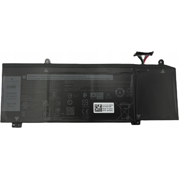 Eredeti 60Wh akkumulátor 1F22N típus Dell Alienware M17 R1 R2 P37E M15 P79F
