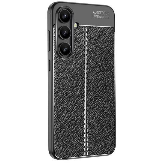 Gigapack Samsung Galaxy S24 FE (SM-S721) varrott bőr hatású szilikon tok fekete (GP-161637) (GP-161637)