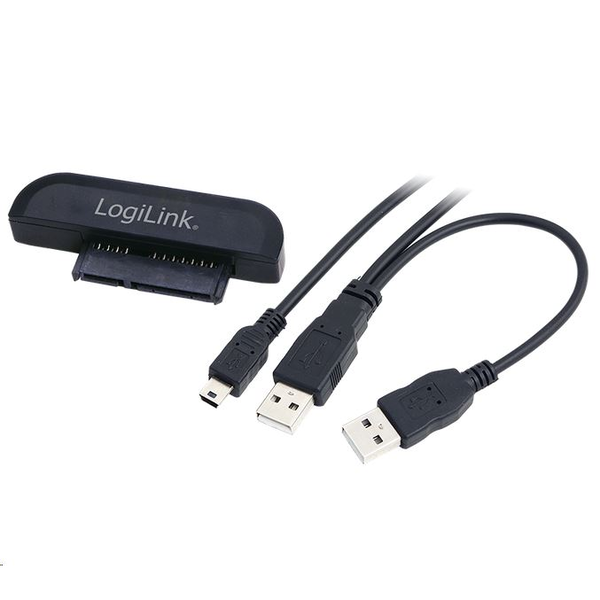 КАБЕЛ USB LOGILINK адаптер, USB 2.0 (T) към S-ATA (T), черен, AU0011A