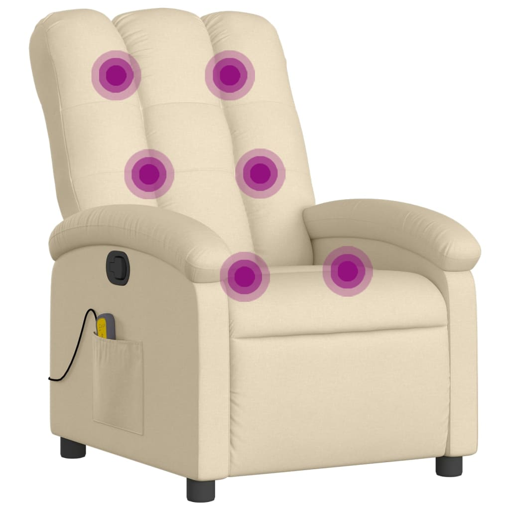 krémszínű szövet dönthető masszázsfotel (371748)