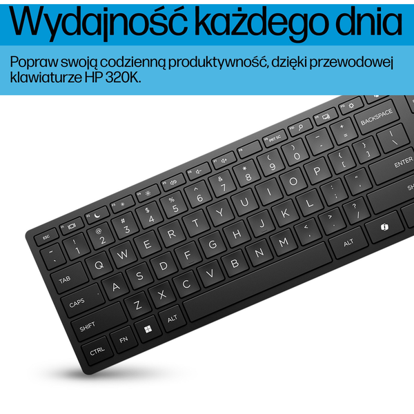 HP 320K Wired Keyboard billentyűzet Irodai USB Fekete