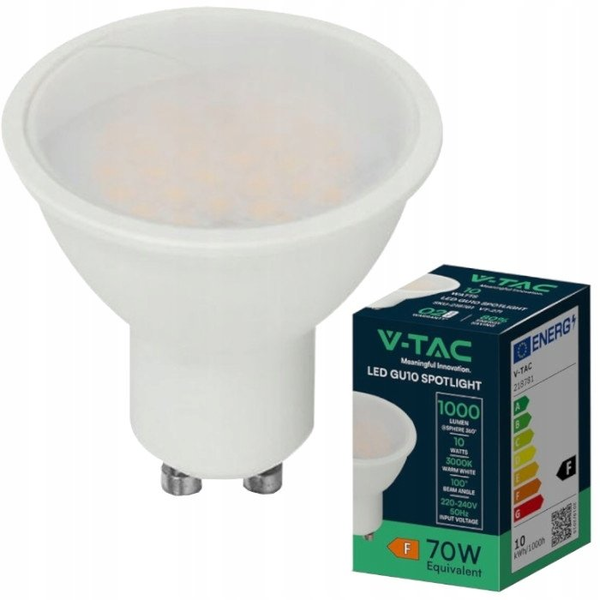 V-TAC 218791 LED EEK F (A - G) GU10 10 W Natúr fehér (Ø x H) 50 mm x 50 mm 1 db