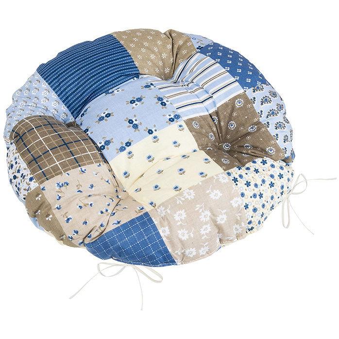 BELLATEX Adéla Seat cushion 62/240 round quilted d.40 cm patchwork blue (12569)