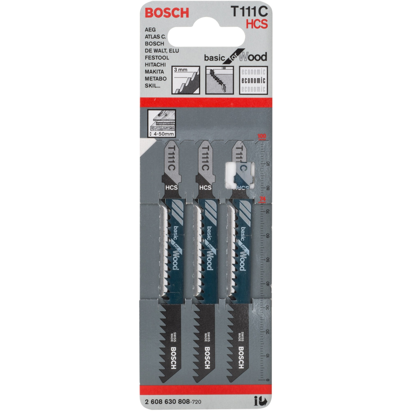 Bosch T 111 C Lombfűrész penge Magas szén-acél (HCS) 3 db (2608630808)