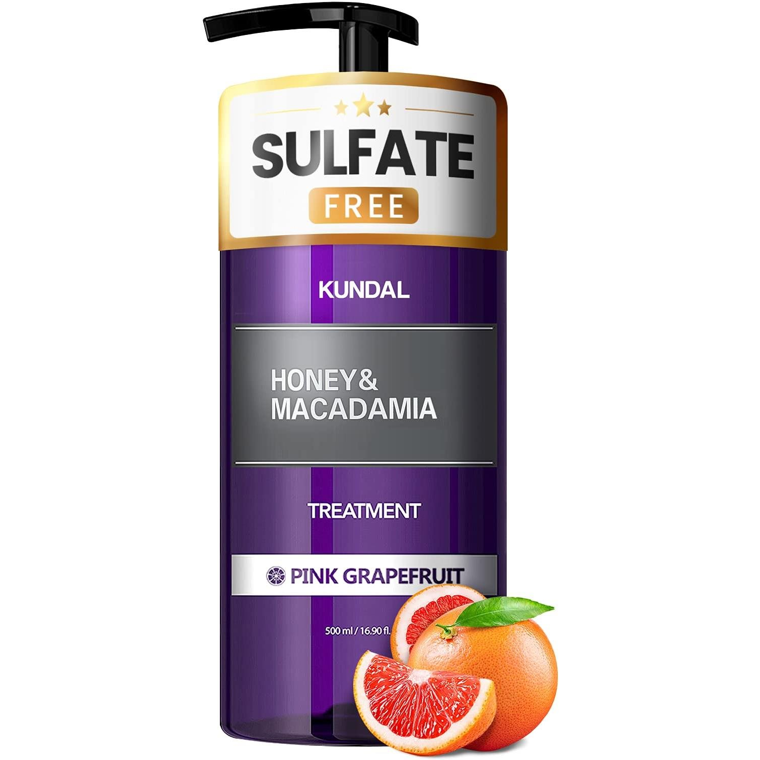KUNDAL Honey & Macadamia Treatment hidro-intenzív protein hajápoló, Pink Grapefruit 500 ml (8809809420956)