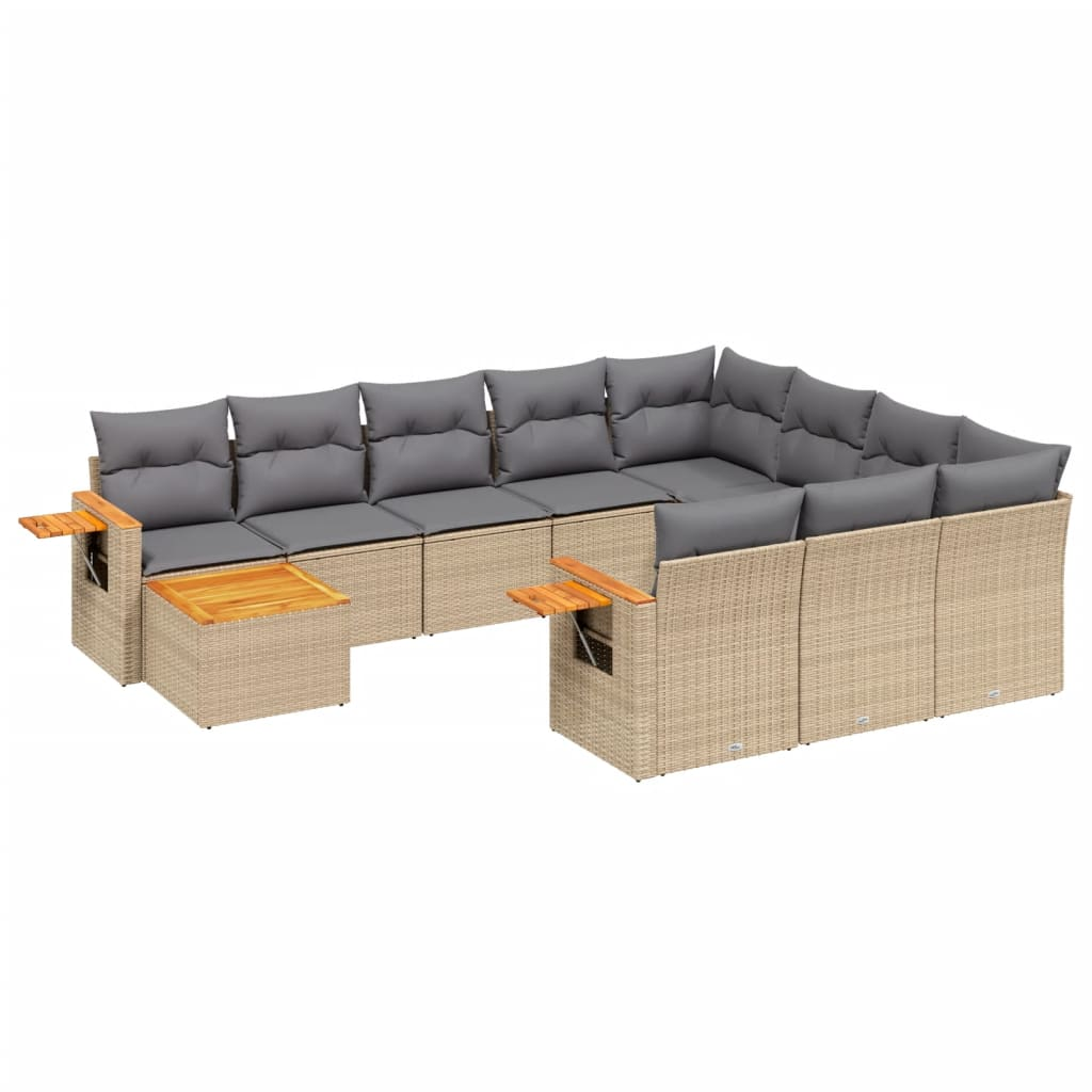 11 részes bézs polyrattan kerti ülőgarnitúra párnákkal (3227207)