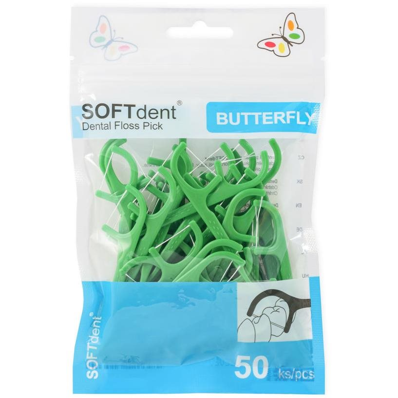 SOFTDENT Pillangó fogpiszkáló, 50 db színvariáns (8594027315350)