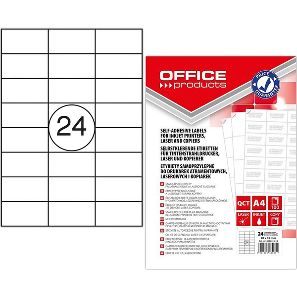  Office Products Etykiety Office Products A4 70x35mm białe (100)