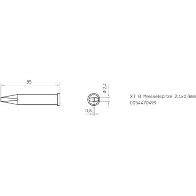Weller XT-B WP120 pákához. Kétoldalt csapott, véső formájú pákahegy, forrasztóhegy 2.4 mm (0054470499)