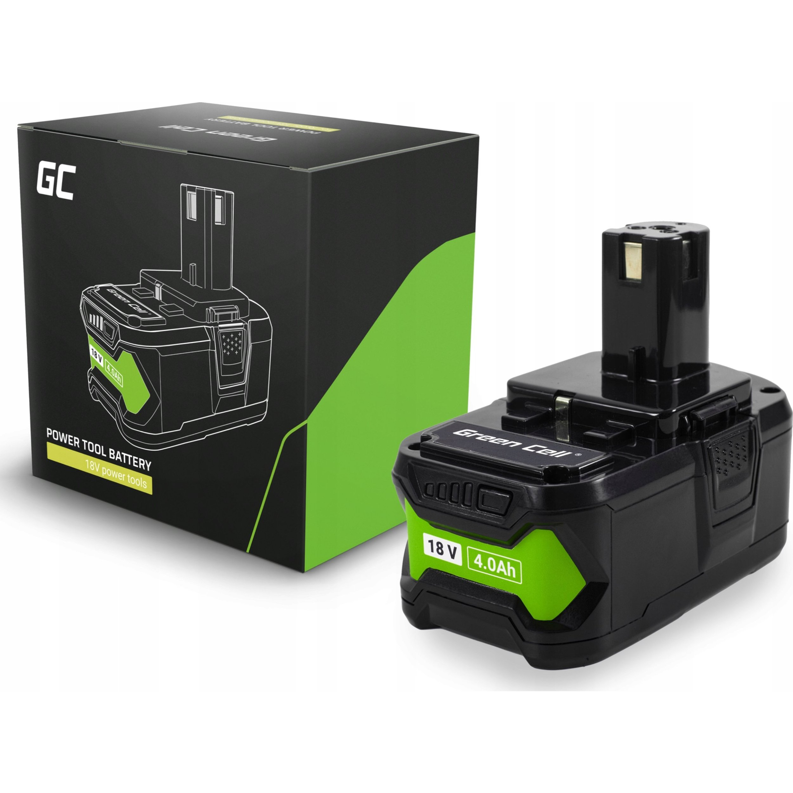 Green Cell RB18L40 GC-PTRY18V4 Szerszám akku 18 V 4.0 Ah Lítiumion (PTRY18V4)