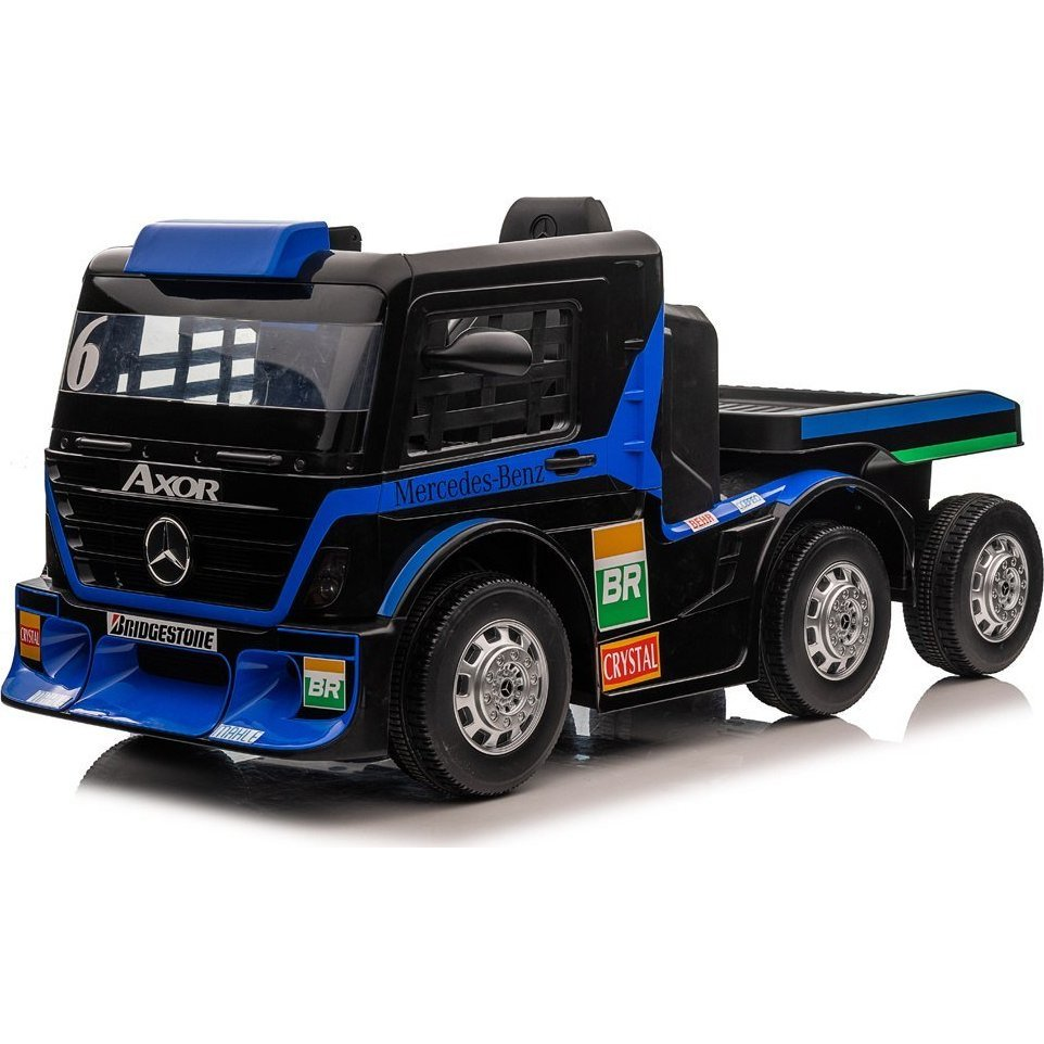 Mercedes Benz Akkumulátoros Félpótkocsis Kamion - Egyszemélyes, 143x72x67 cm, Kék (PA0289 NI)