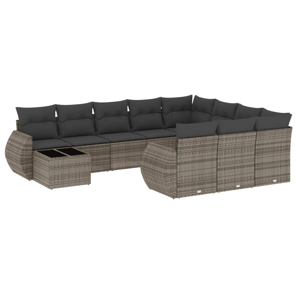 11 részes szürke polyrattan kerti ülőgarnitúra párnákkal (3221929)