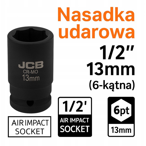  JCB Nasadka udarowa 1/2" 13mm (6-kątna)