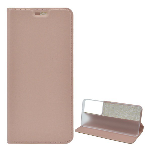 Tok álló, bőr hatású (FLIP, oldalra nyíló, asztali tartó funkció) ROZÉARANY 2 [Samsung Galaxy S21 Ultra (SM-G998) 5G] (5996591028200)
