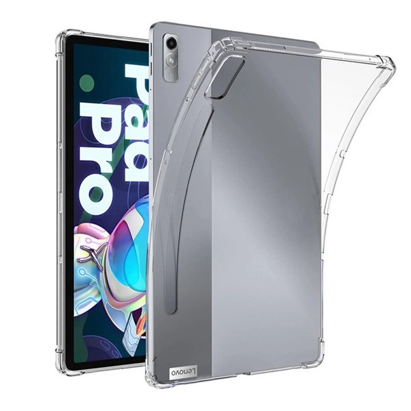 Lenovo Tab P11 Pro (11.2) (2. generáció) TB-132FU, Szilikon tok, közepesen ütésálló, légpárnás sarok, érintőceruza tartóval, átlátszó (RS138934)