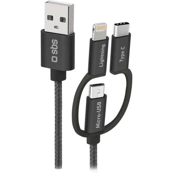 SBS USB zu Micro-USB (Lightning/USB-C) Kabel 1,2m weiß