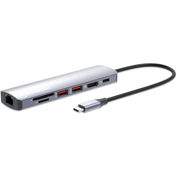 Manhattan 153966 dokkoló állomás és port replikátor Vezetékes USB 3.2 Gen 2 (3.1 Gen 2) Type-C Ezüst
