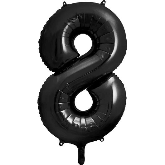 Party Deco BALON FOLIOWY CYFRA 8 CZARNY 86CM