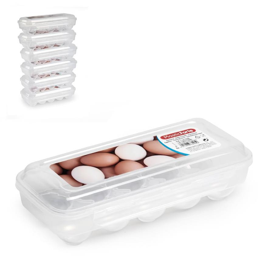 Plastic Forte Doboz 10 tojáshoz, műanyag, átlátszó, 27×13×7 cm (135100102)