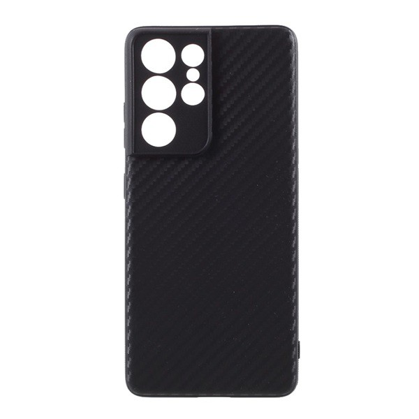 Szilikon telefonvédő (karbon minta) FEKETE [Samsung Galaxy S21 Ultra (SM-G998) 5G]