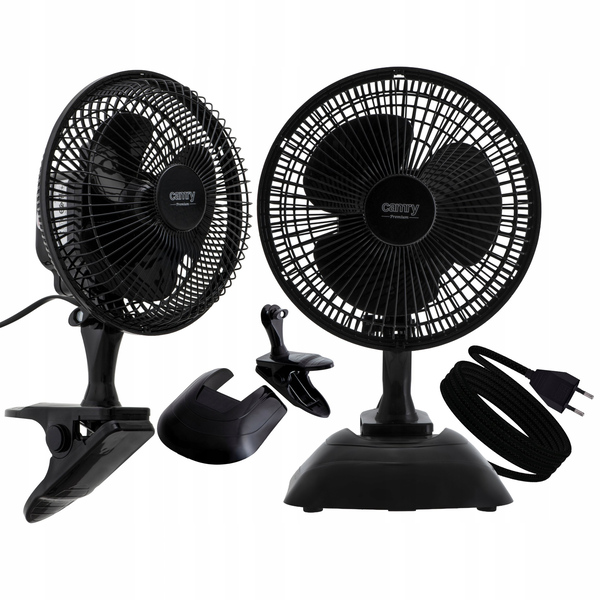 Asztali ventilátor Camry CSIPTETŐVEL ÉS TALPPAL 2IN1 fekete