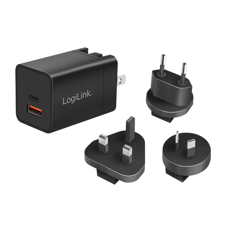 Logilink USB utazási töltő, GaN, 2 port, USB-AF és USB-CF, 30 W, PD-vel (PA0301) (PA0301)