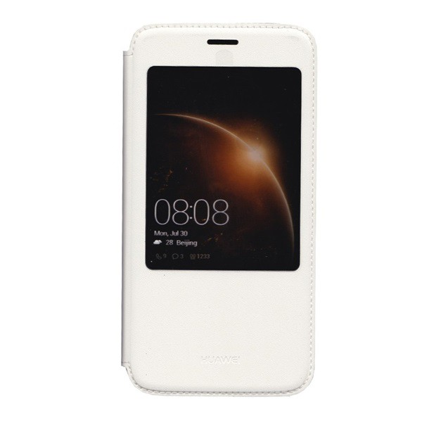 HUAWEI tok álló, bőr hatású (FLIP, oldalra nyíló, Smart View Cover) FEHÉR [Huawei G8] (51991198)
