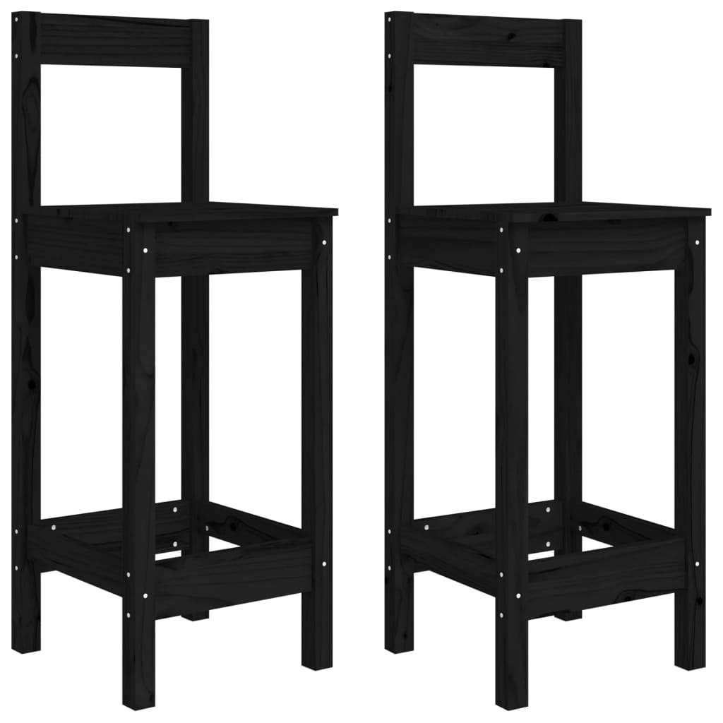 2 db fekete tömör fenyőfa bárszék 40 x 41,5 x 112 cm (822146)