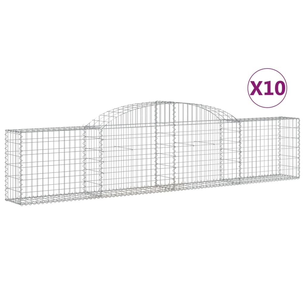 10 db íves horganyzott vas gabion kosár 300x30x60/80 cm (3146493)