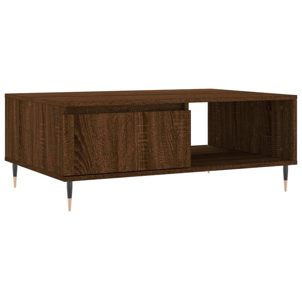 barna tölgyszínű szerelt fa dohányzóasztal 90 x 60 x 35 cm (827059)