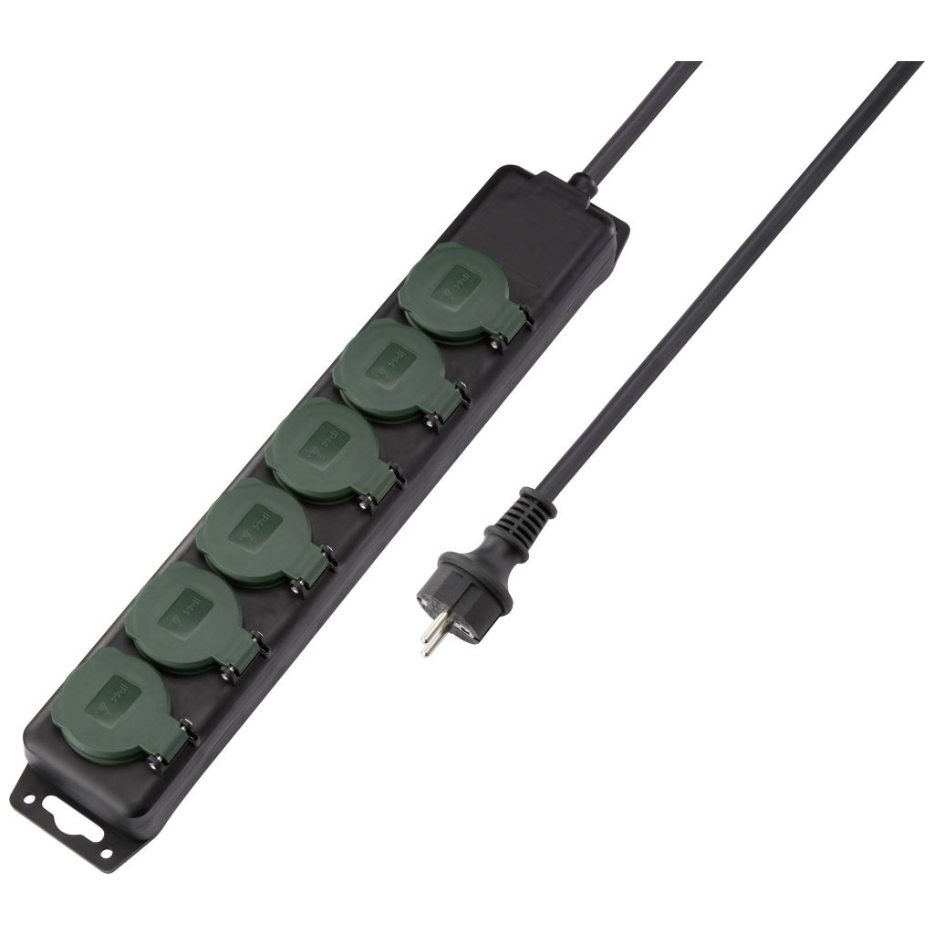 Sygonix SY-5145342 Hálózati elosztó Fekete, Normál zöld (selyemmatt) Védőérintkezős 1,4m (SY-5145342)