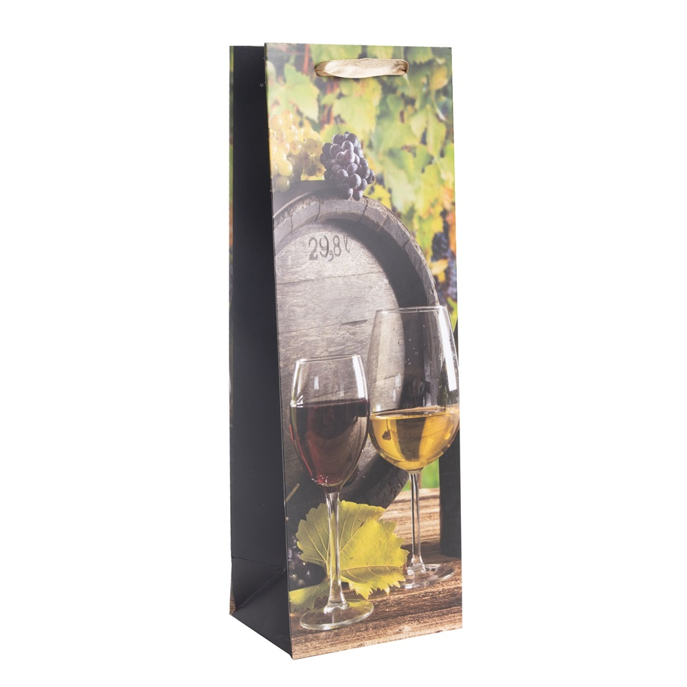 Iris boroshordó mintás Szalagfüles Papír boros ajándéktasak (12 x 36 cm) - Mintás (371638)
