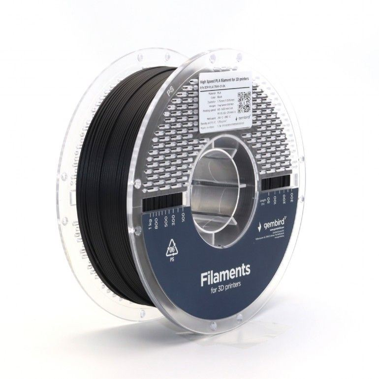 Gembird High Speed PLA filament 1.75mm, 1kg fekete (3DP-PLA1.75HY-01-BK) (3DP-PLA1.75HY-01-BK)
