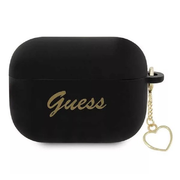 Защитен калъф Guess 4G Charms Heart Silicone за AirPods Pro 2, черен
